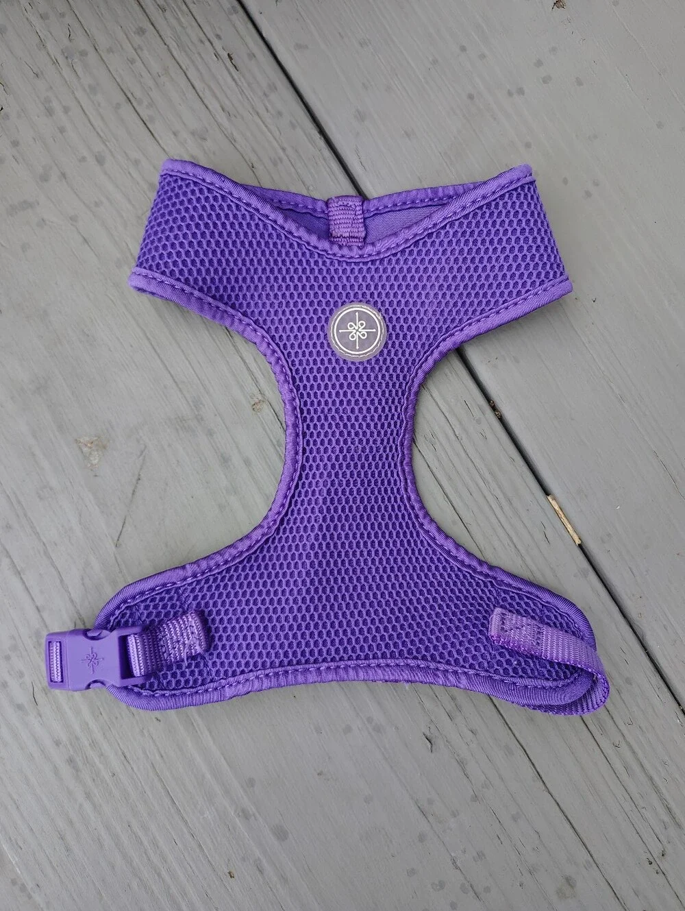 Purple Mesh Dog Harness with Center Logo Size Medium.
